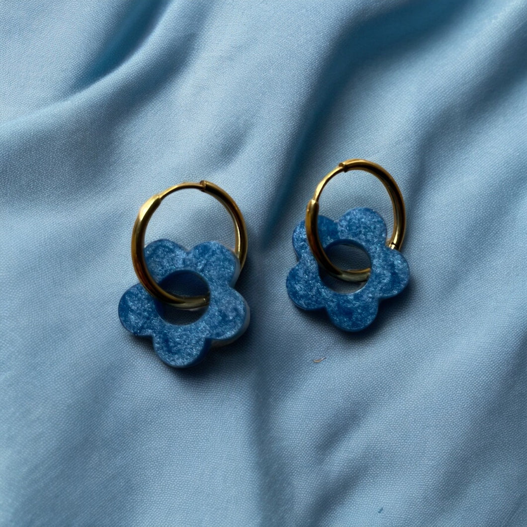 Boucles d’oreilles Marguerite bleues