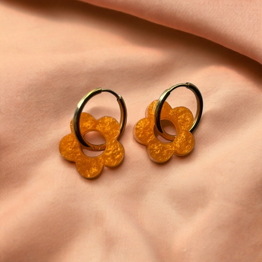 Boucles d’oreilles Marguerite oranges